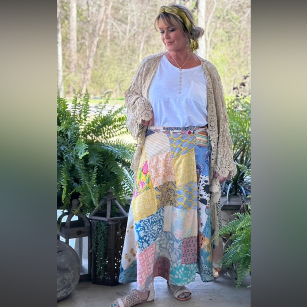 Colorful Patchwork A-Line Skirt - Picture 2 of 2